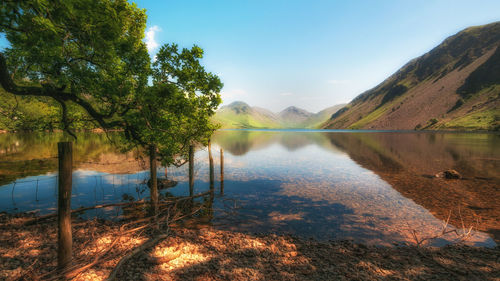 Scenic view of lake against sky