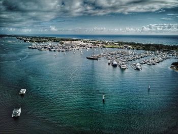 Aerial view of sea against sky