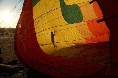 Close-up of hot air balloon against sky