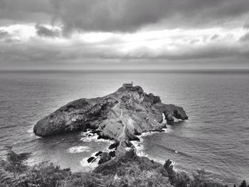 Scenic view of sea against cloudy sky