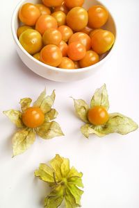 High angle view of fruits on table