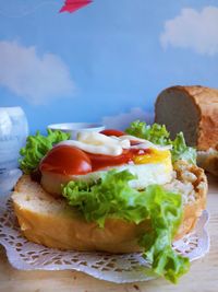 Close-up of breakfast served in plate