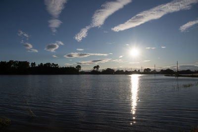 Scenic view of lake against sky at sunset