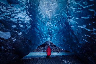 Blue ice cave in vatnajokull glacier, iceland