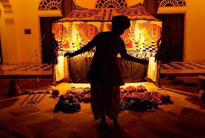 Full length of woman standing at night