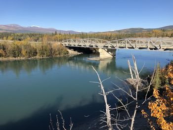 Scenic view of bridge over river against clear sky