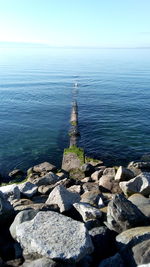 Scenic view of sea against clear sky