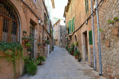 Narrow alley amidst old buildings