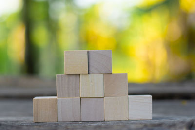 Close-up of wooden blocks