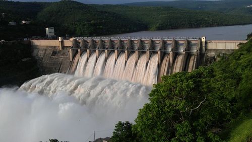 Scenic view of dam