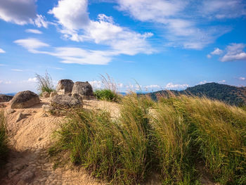 View of landscape against cloudy sky