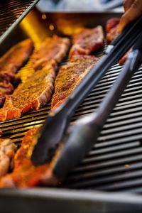 Close-up of meal on barbecue grill