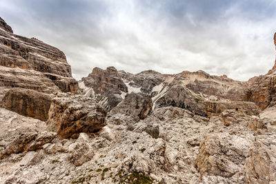 Rock formations on landscape against sky