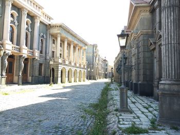 View of buildings against clear sky