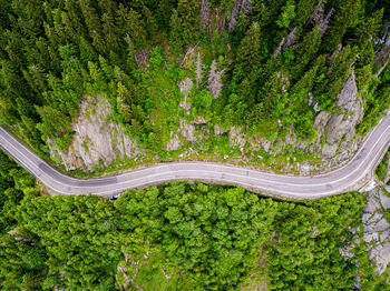 Winding road aerial view by drone. sibii, romania. a great place to drive and stop during a trip.