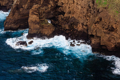 Rock formation in sea