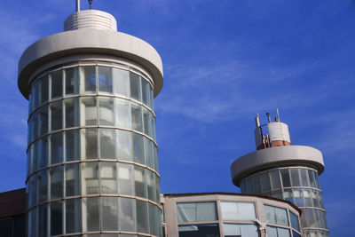 Low angle view of water tower against sky