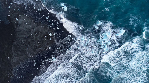 High angle view of sea waves