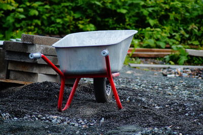 Empty chair in yard