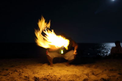 Close-up of bonfire at night