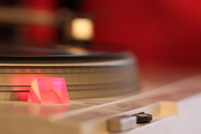 Close-up of turntable