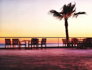 Scenic view of sea at sunset