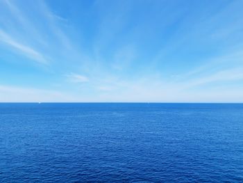 Scenic view of sea against blue sky