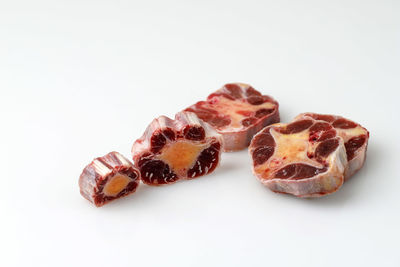 Close-up of food against white background