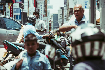 People on street in city