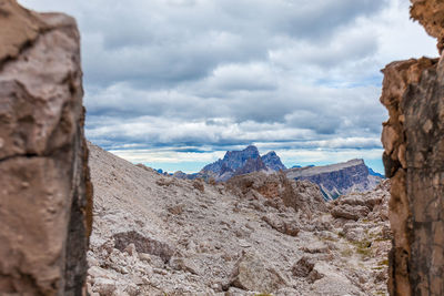 Scenic view of rocky mountains against sky