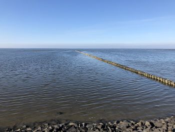 Scenic view of sea against clear sky