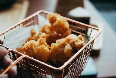 High angle view of food in basket