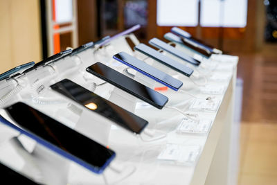 Close-up of computer keyboard on table