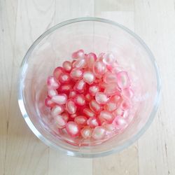 Directly above shot of strawberries in bowl