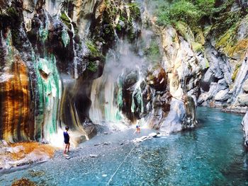 Scenic view of waterfall