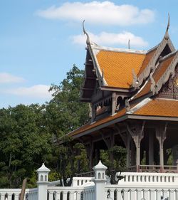 Low angle view of temple against sky