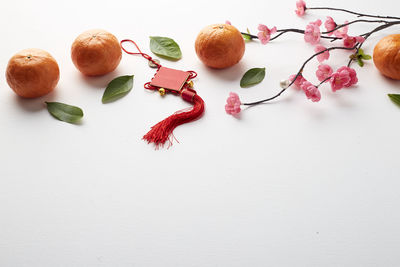 High angle view of fruits on table