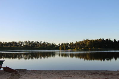 Scenic view of lake against clear sky