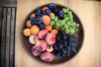 Fruits in bowl on table