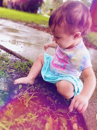 Cute baby girl playing