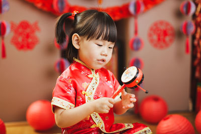 Close-up of girl looking at camera