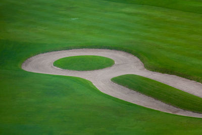 High angle view of golf course