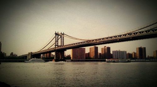 Suspension bridge over river