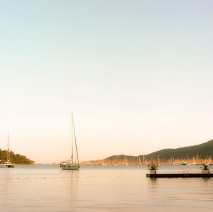 Boats in calm sea