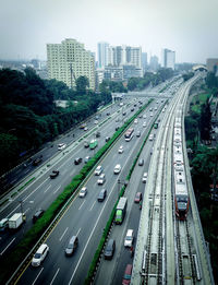 Atmosphere of the toll road mt haryono and light rail transit cawang jakarta station