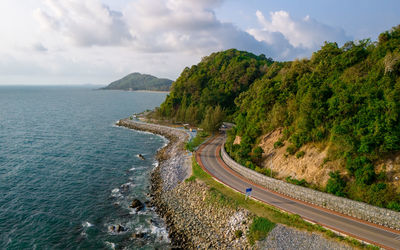 High angle view of sea against sky