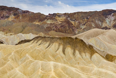 View of desert against cloudy sky