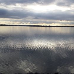 Scenic view of sea against cloudy sky