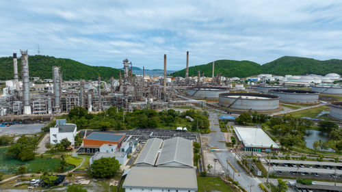 High angle view of buildings in city