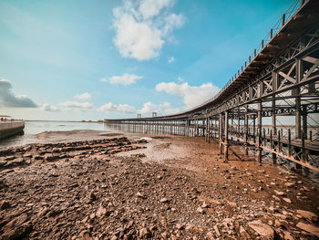 Bridge over sea against sky